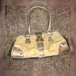 Kathy Van Zeeland faux fur & crocodile Handbag